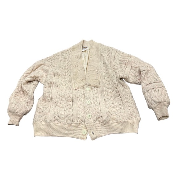 Tundra beige colourful speckled wool button up THICK cardigan - Picture 1 of 13